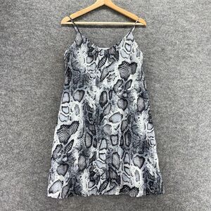 New Peyton Bre Dress Women 14 Gray Animal Print Shift Midi V-Neck Lined Casual
